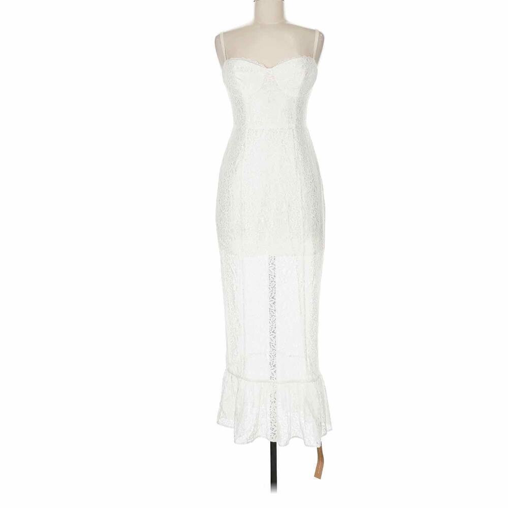 Reformation Canice Ivory Lace Midi Dress Size US 6 Bridal Wedding Shower